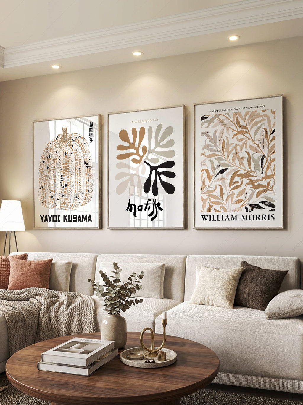 Matisse Kusama Morris Gallery Wall Set of 3 – Neutral Boho Art Prints