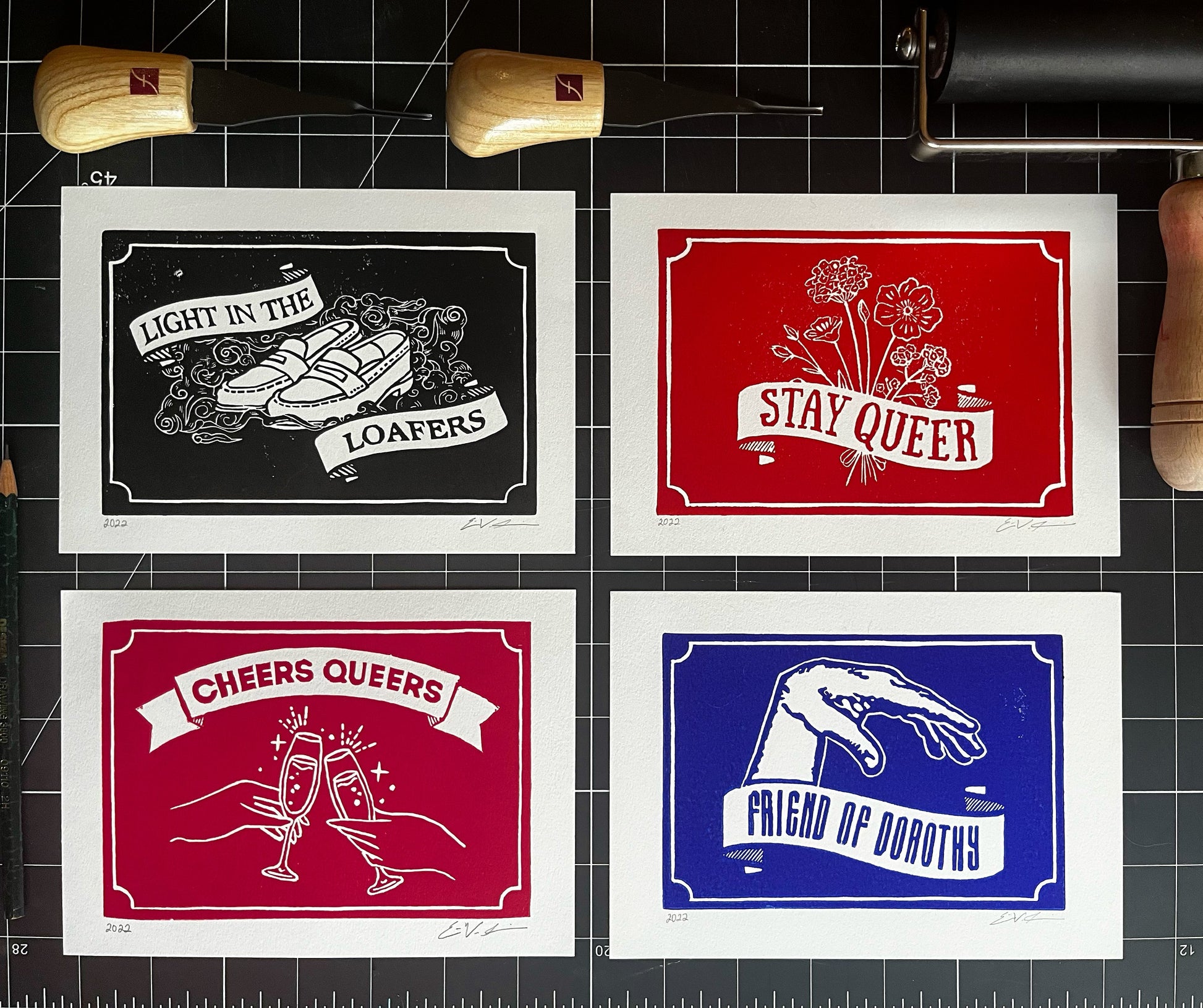 Cheers Queers LINOCUT PRINT