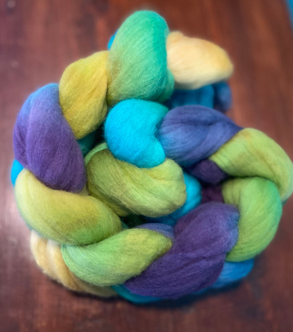 Laine mérinos peignée 19,5 non traitée - OOAK Rainbow Variegated