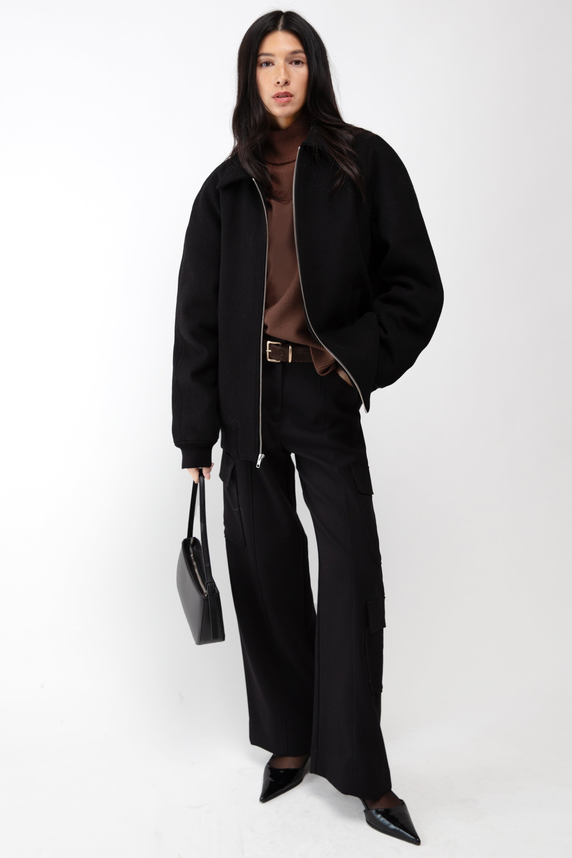 BLOUSON BOMBER EN MÉLANGE DE LAINE