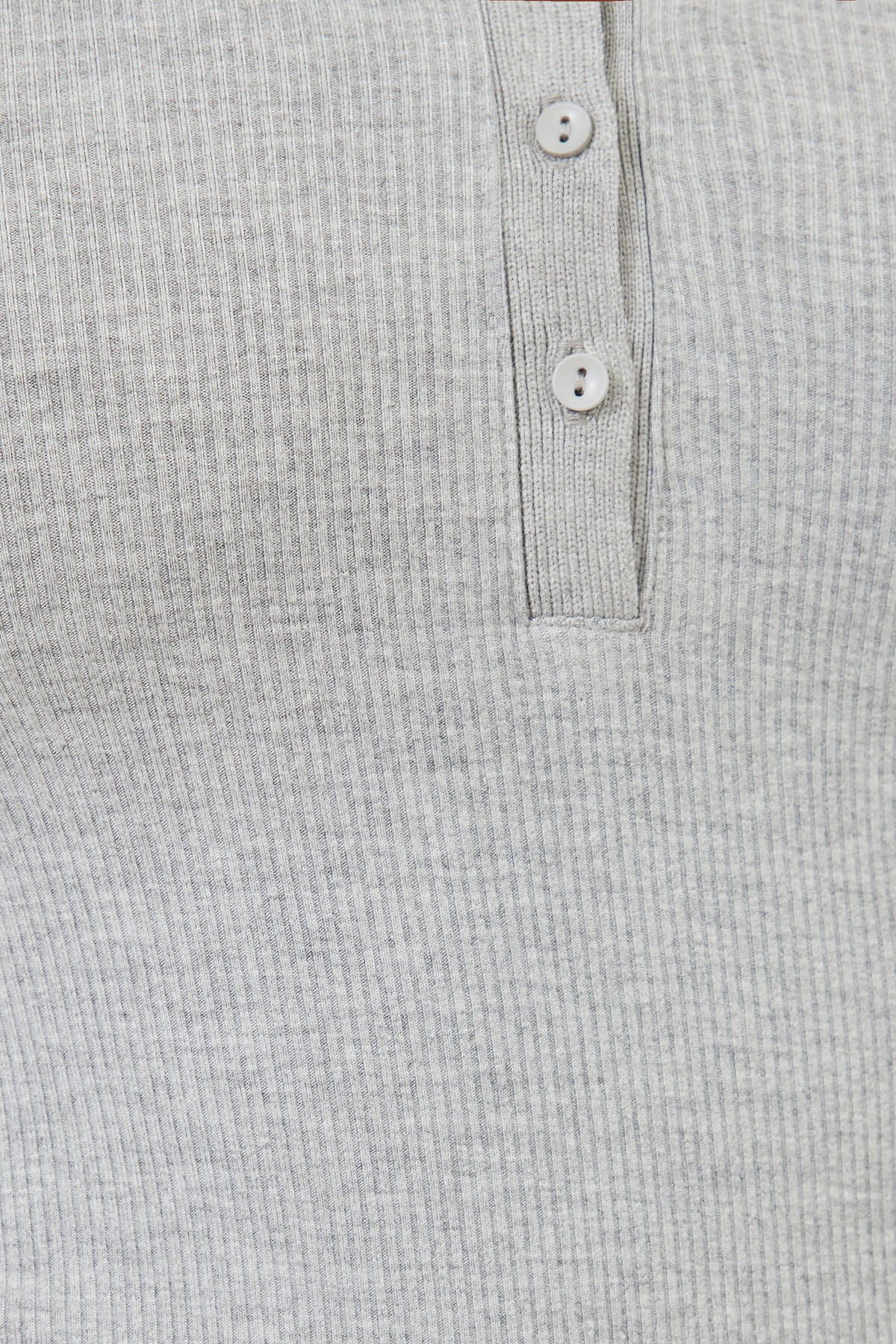 Ribbed Long Sleeve Polo Top