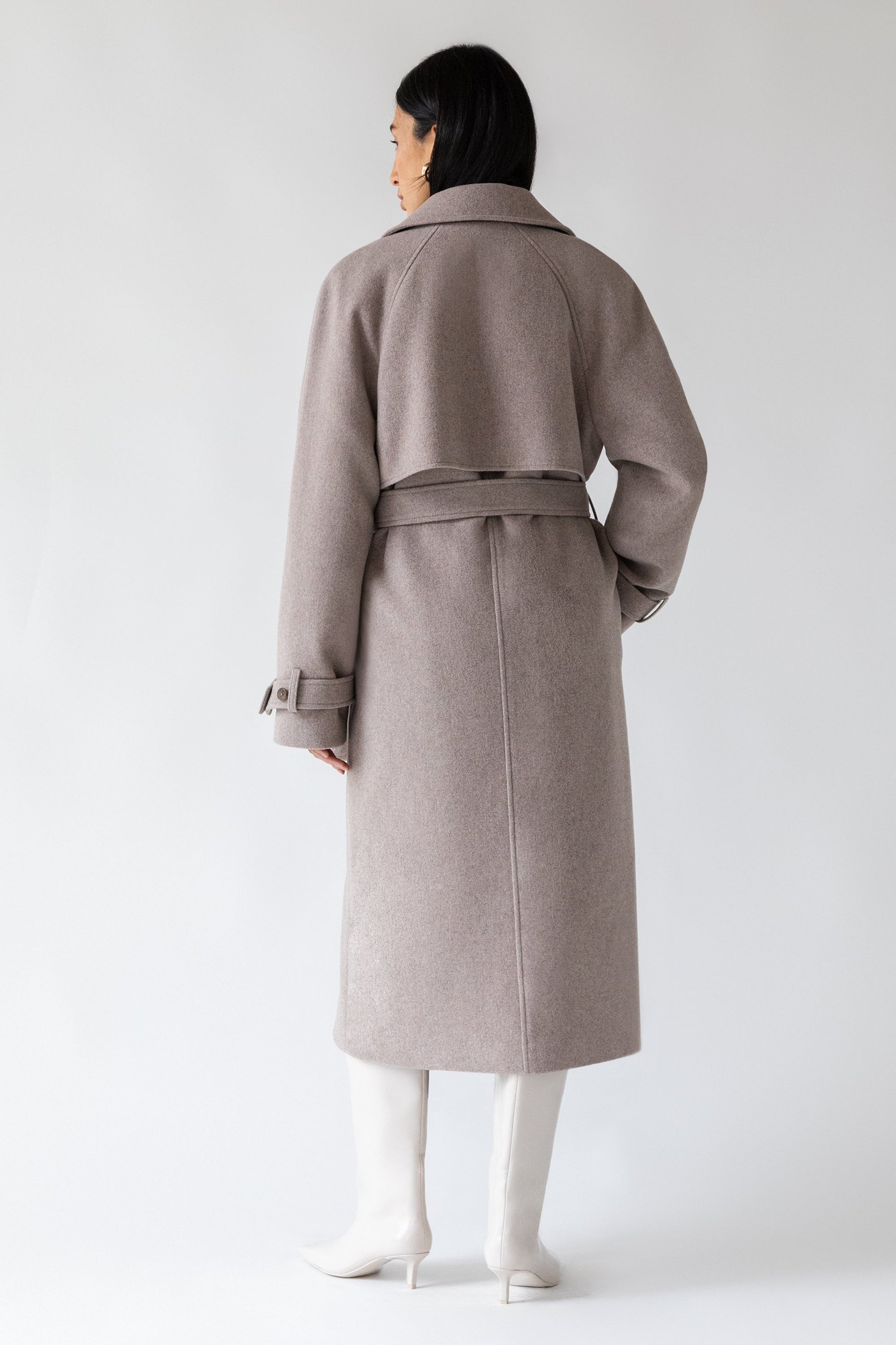 TRENCH-COAT EN LAINE MÉLANGÉE