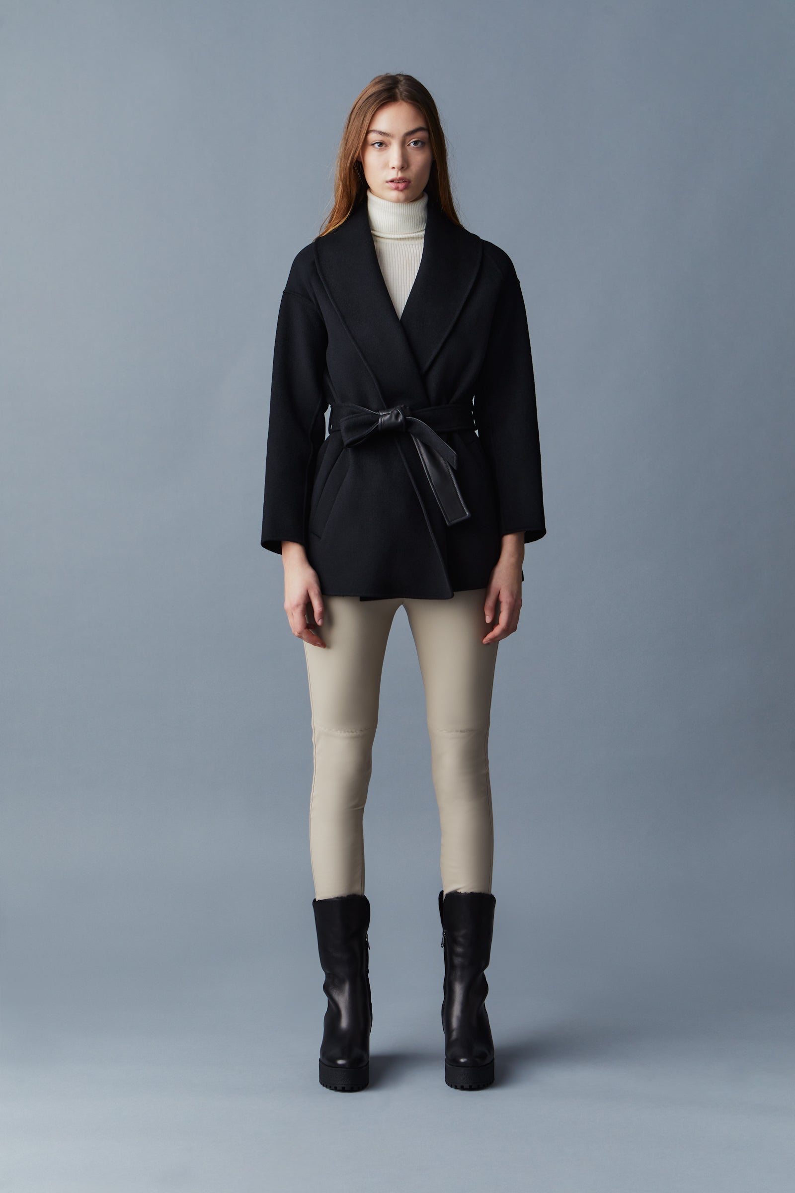 Veste peignoir en laine double face TYRA