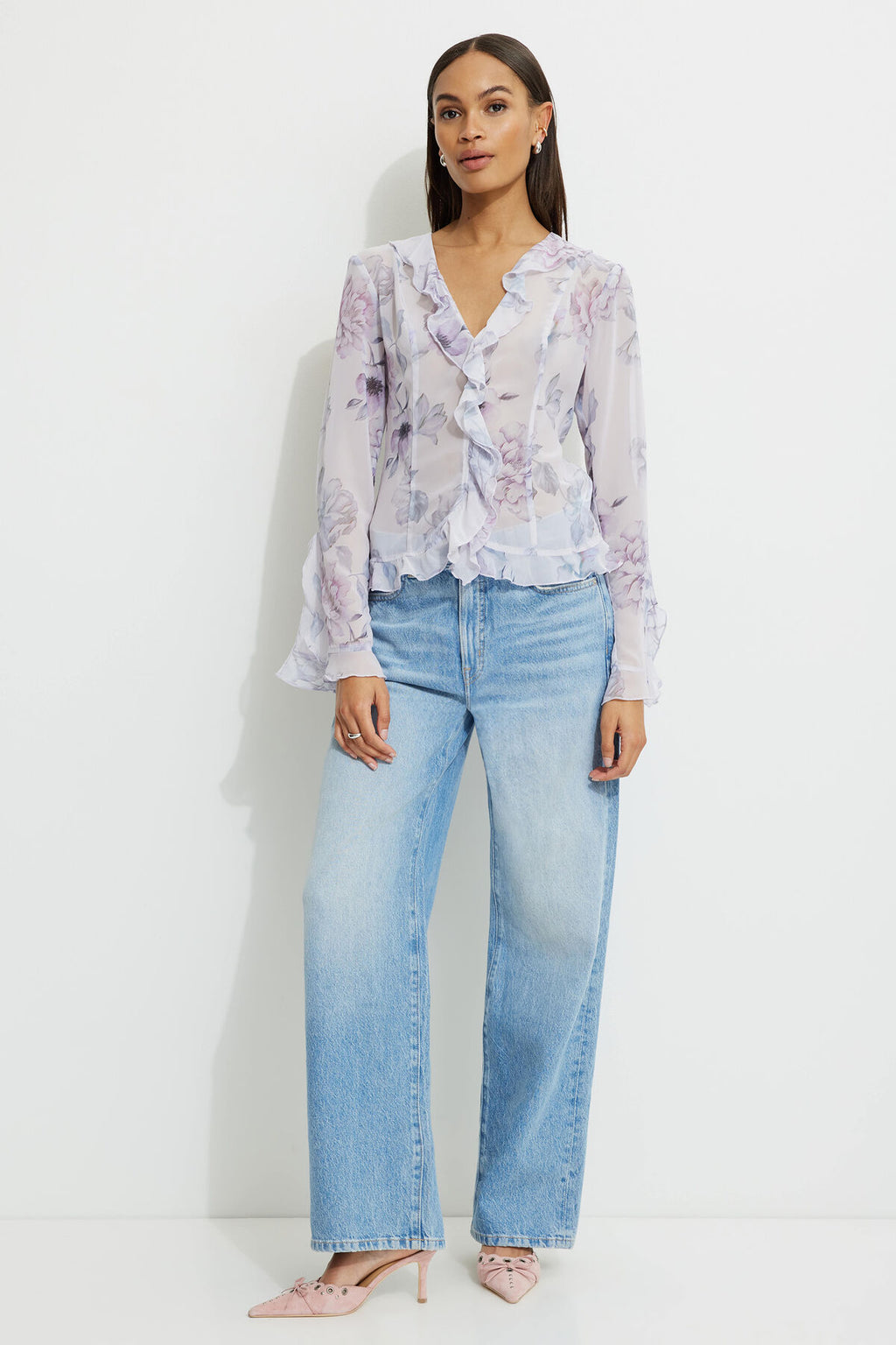 Sheer Ruffled Blouse