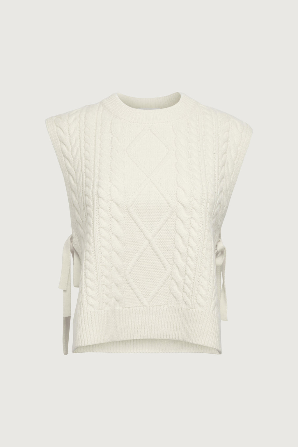 GILET SANS MANCHES EN TRICOT TORSADES AVEC LIEN