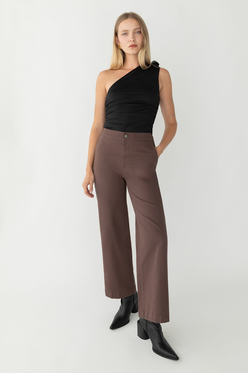 PANTALON LARGE EN SERGÉ LONGUEUR RÉGULIÈRE