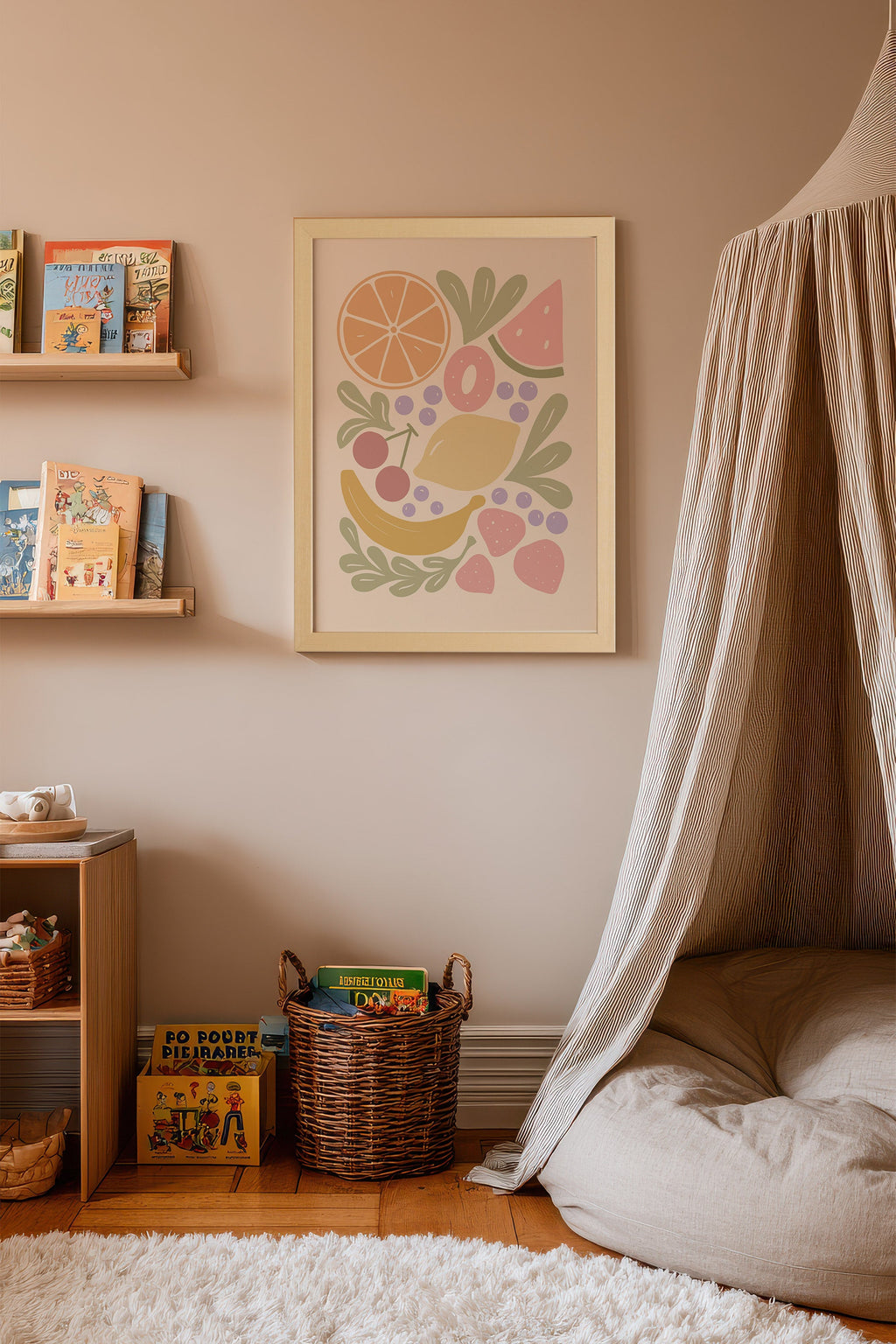 Pastel Fruits, Framed Stiff Canvas