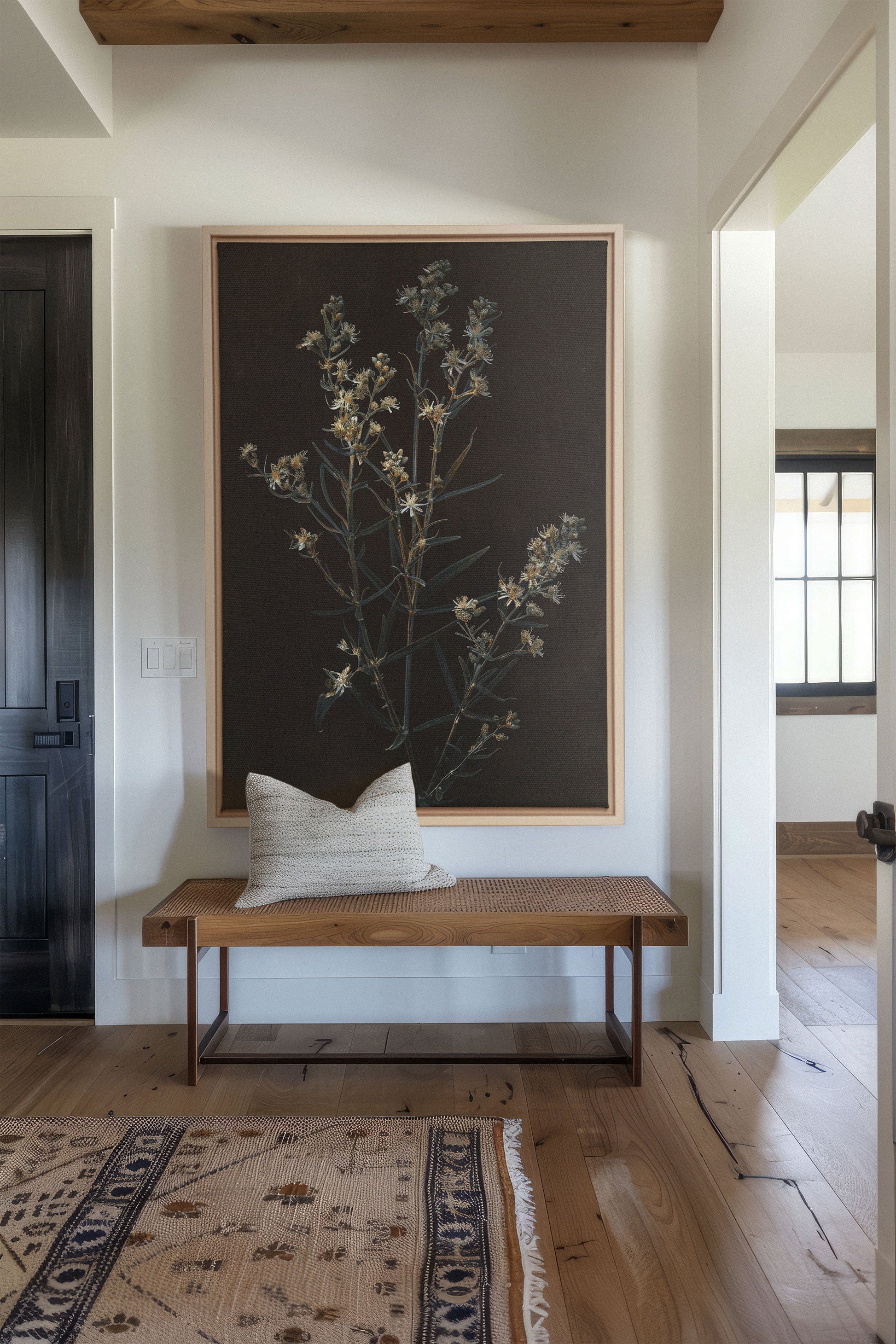 SILVER FLOWER, Stretched Canvas Artwork