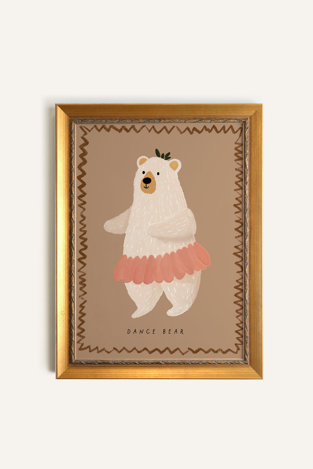 Dancing Bear, Vintage Frame Gold