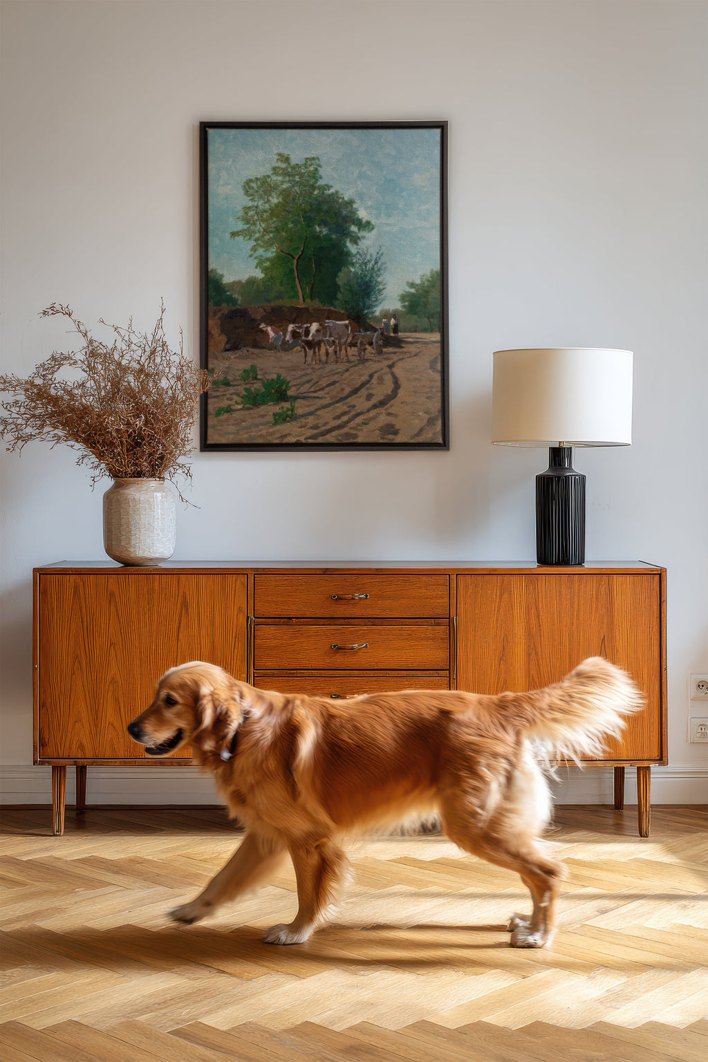 VILLAGE ROAD, Stretched Canvas Artwork