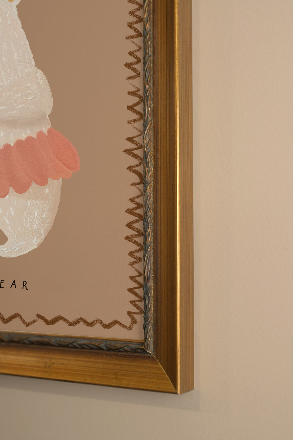 Dancing Bear, Vintage Frame Gold