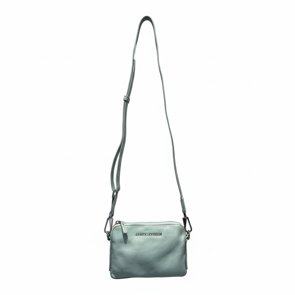 Two-in-One Leather Handbag, Sky Blue | Clarence