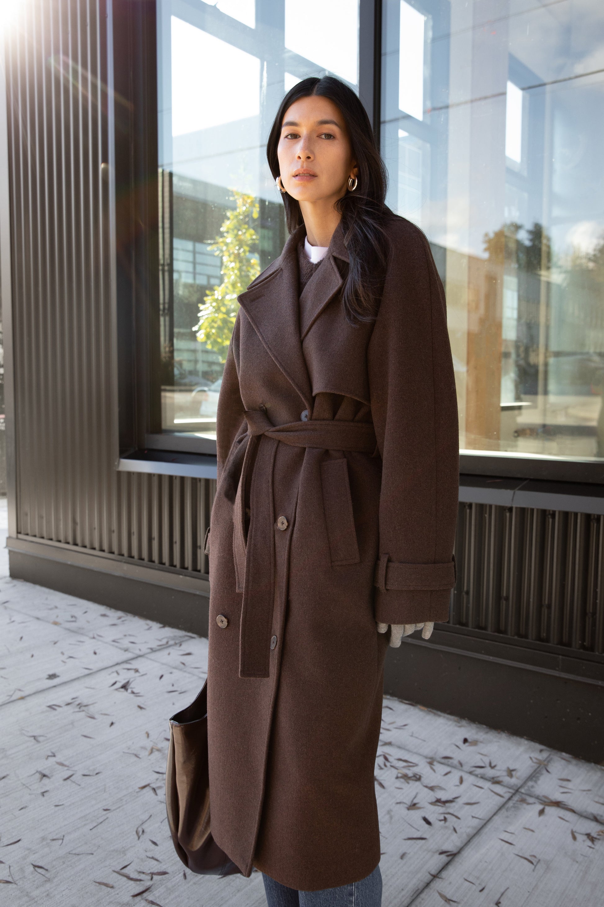 TRENCH-COAT EN LAINE MÉLANGÉE