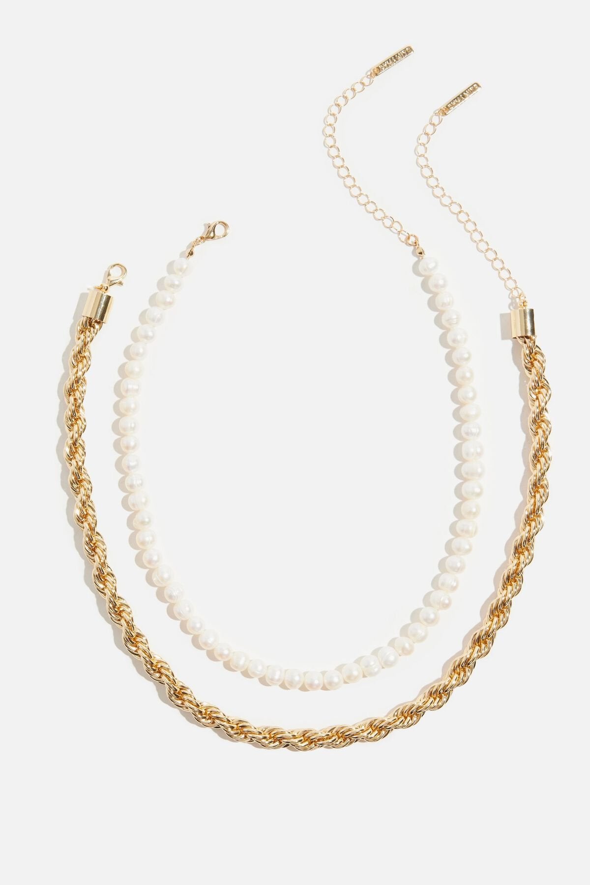 Lot de 2 colliers torsadés en corde et perles