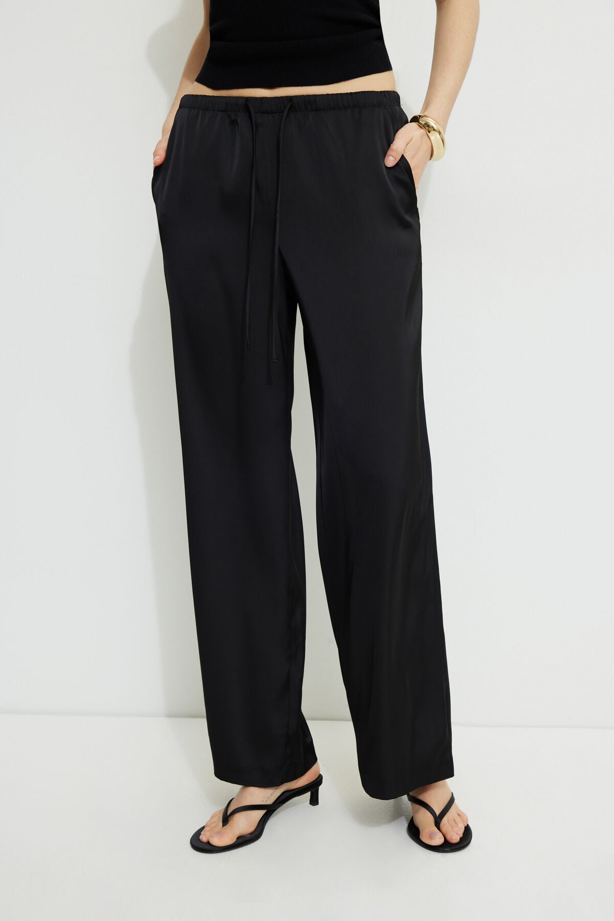 Pantalon large en satin Leo