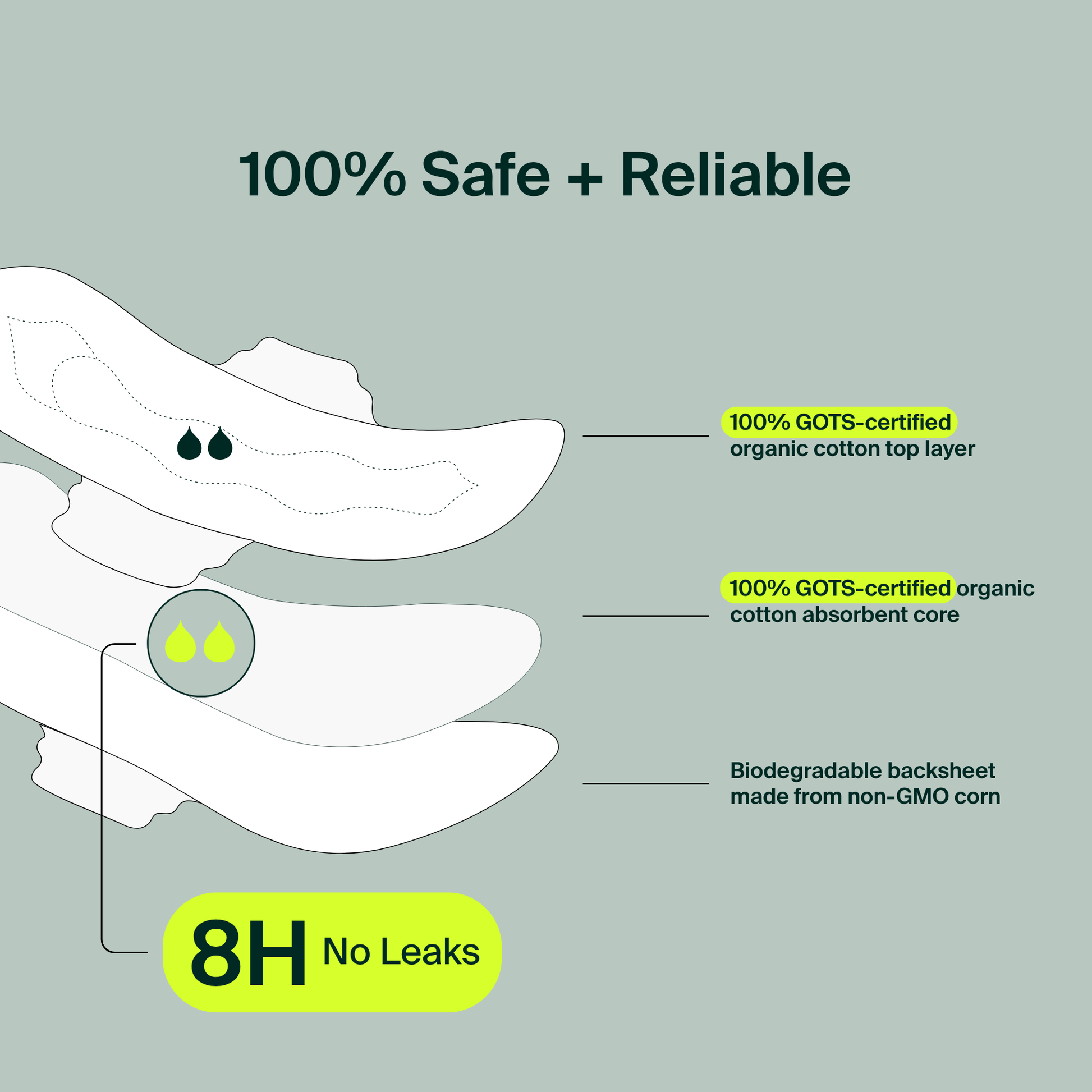 100% Organic Cotton Daily Pads - Bulk (100)