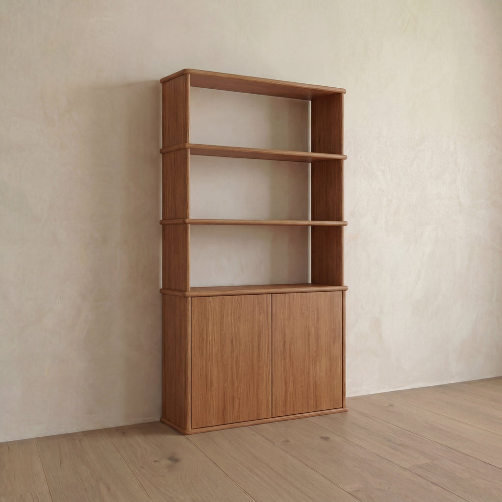 Cabinet bookshelf in red oak