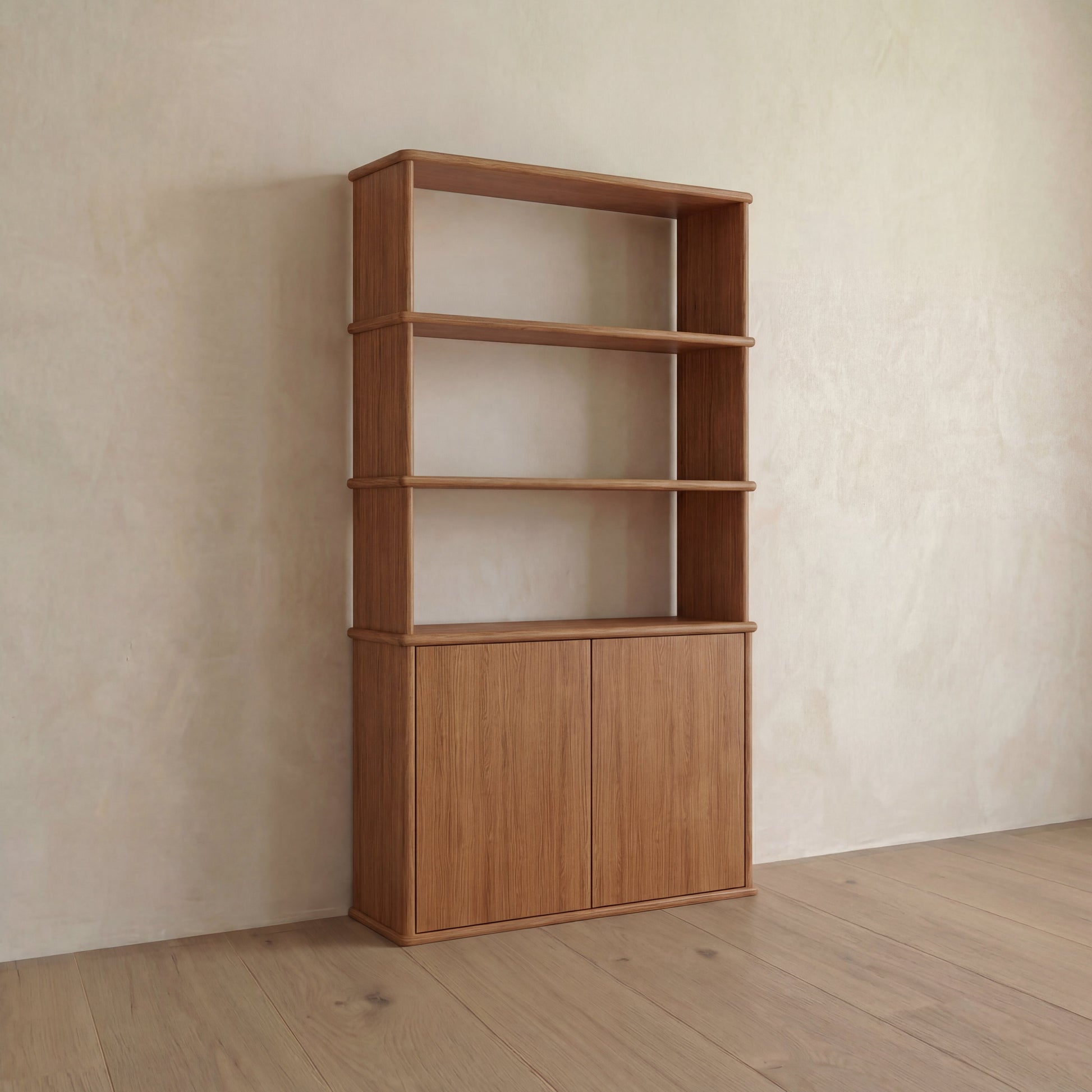 Cabinet bookshelf in red oak