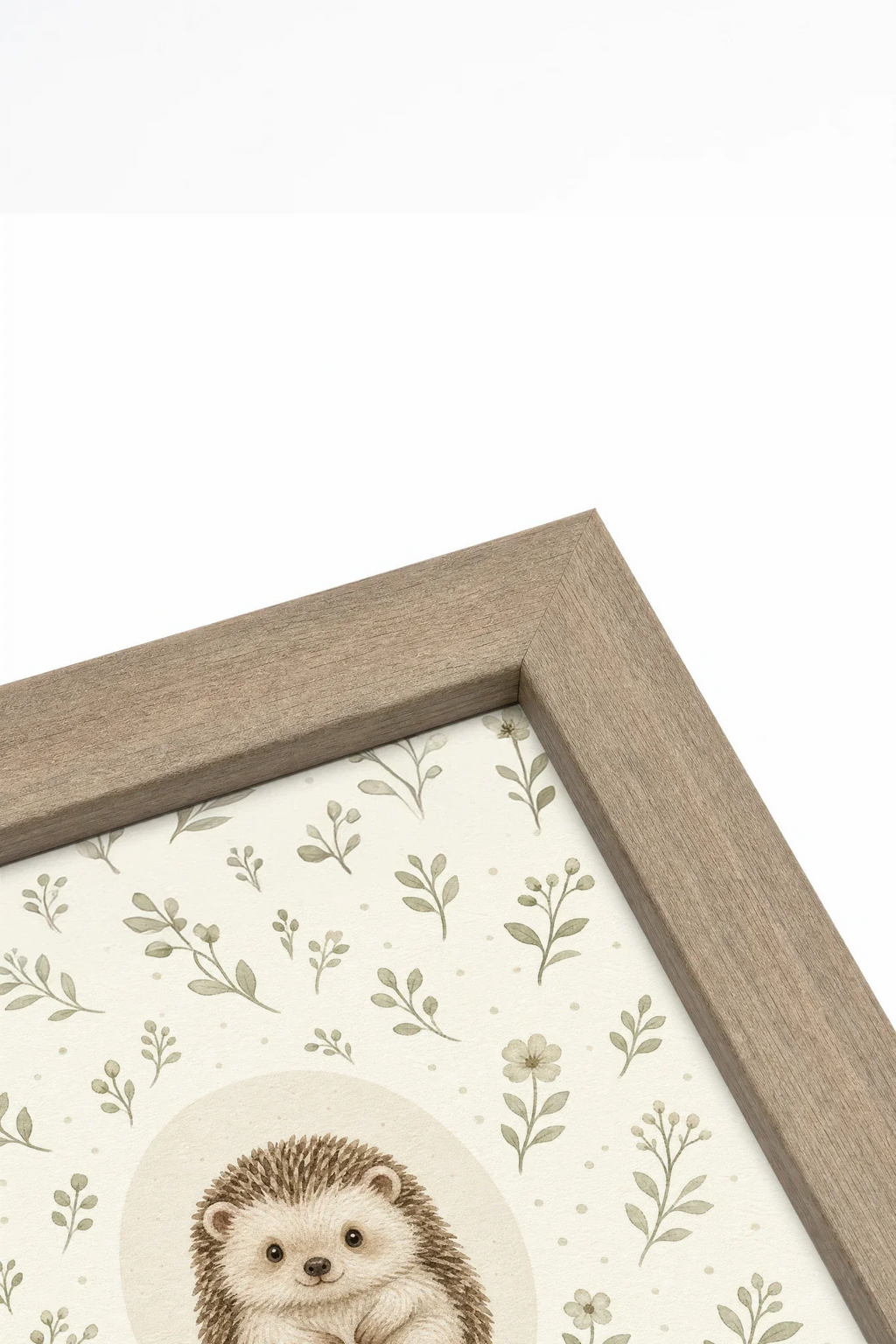 LITTLE HEDGEHOG, Artwork on Stretched Canvas, Brown Oak Framed (collective)