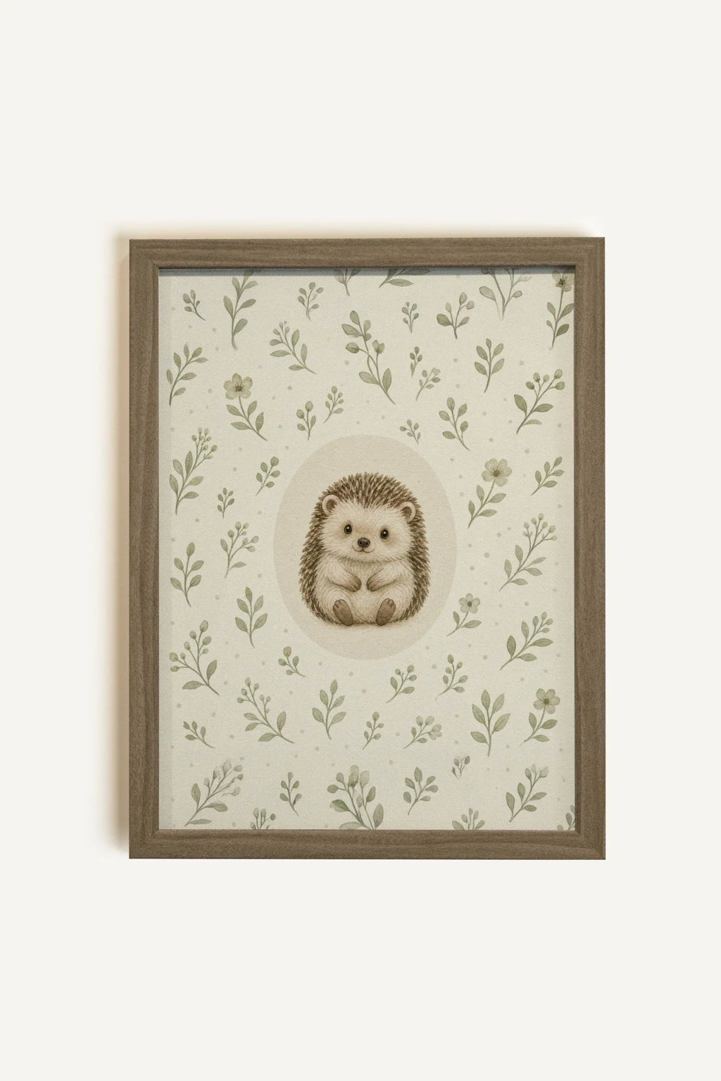 LITTLE HEDGEHOG, Artwork on Stretched Canvas, Brown Oak Framed (collective)
