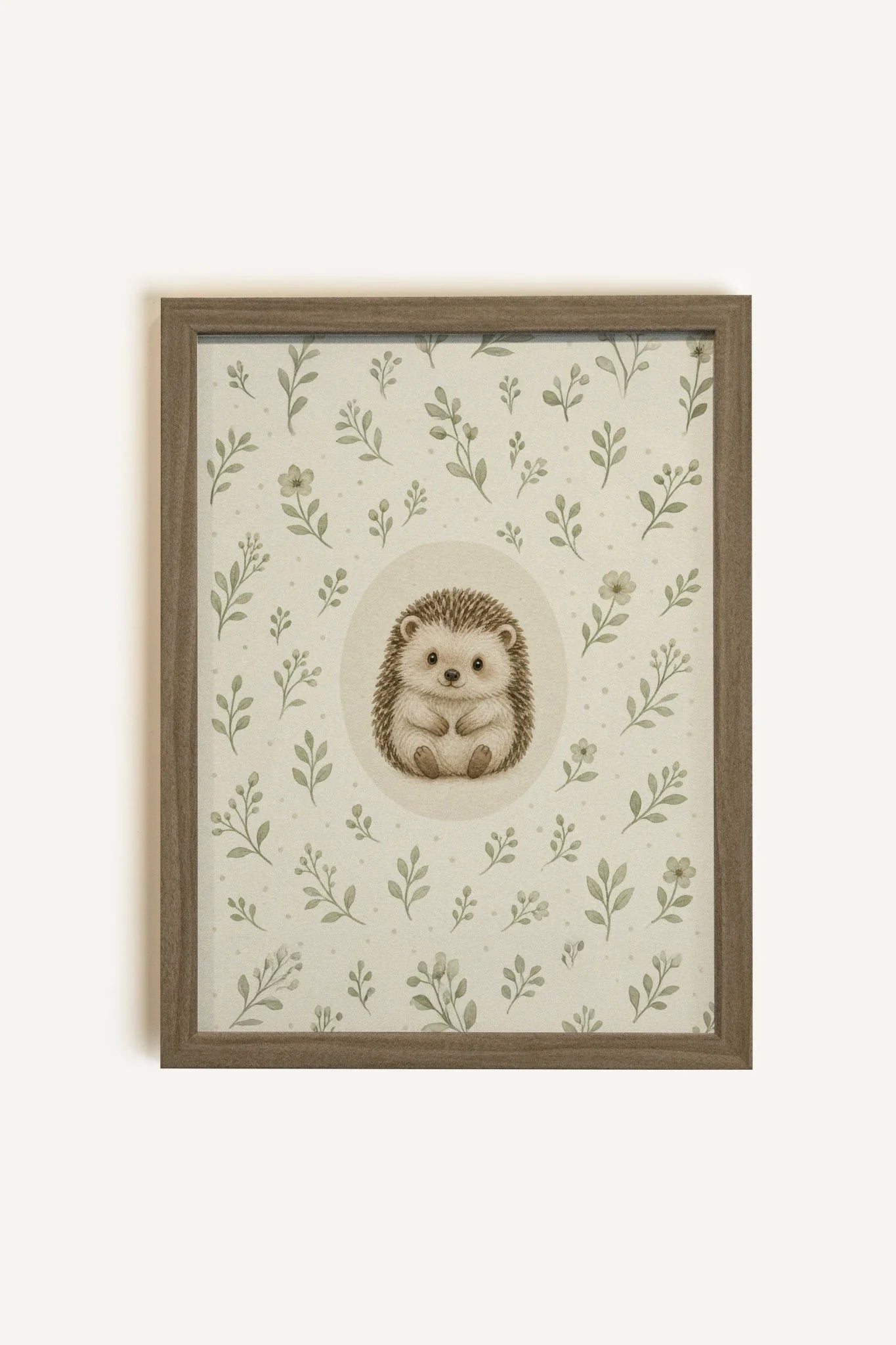 LITTLE HEDGEHOG, Artwork on Stretched Canvas, Brown Oak Framed (collective)