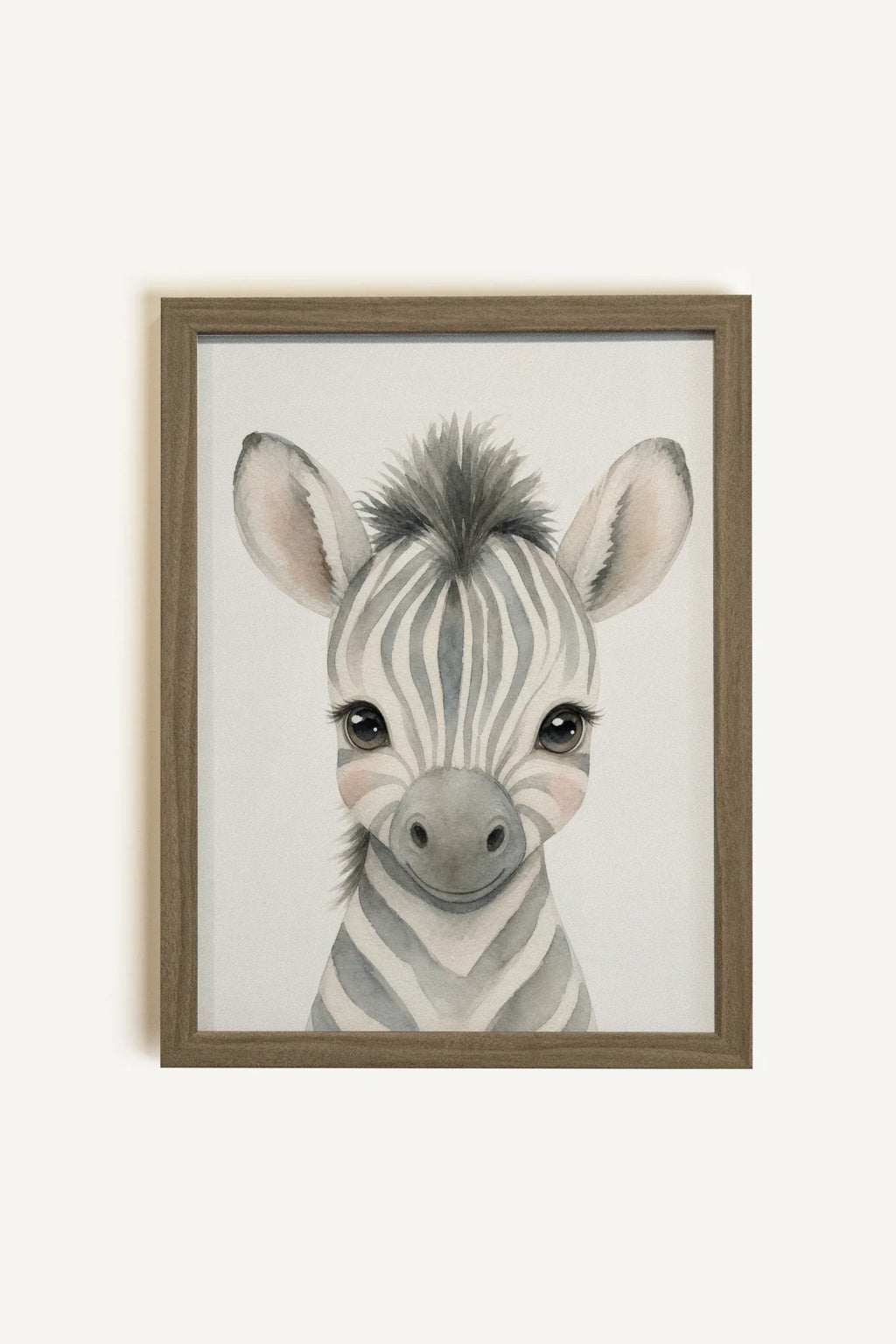 LITTLE ZEBRA, Artwork on Stretched Canvas, Framed in Brown Oak (collective)