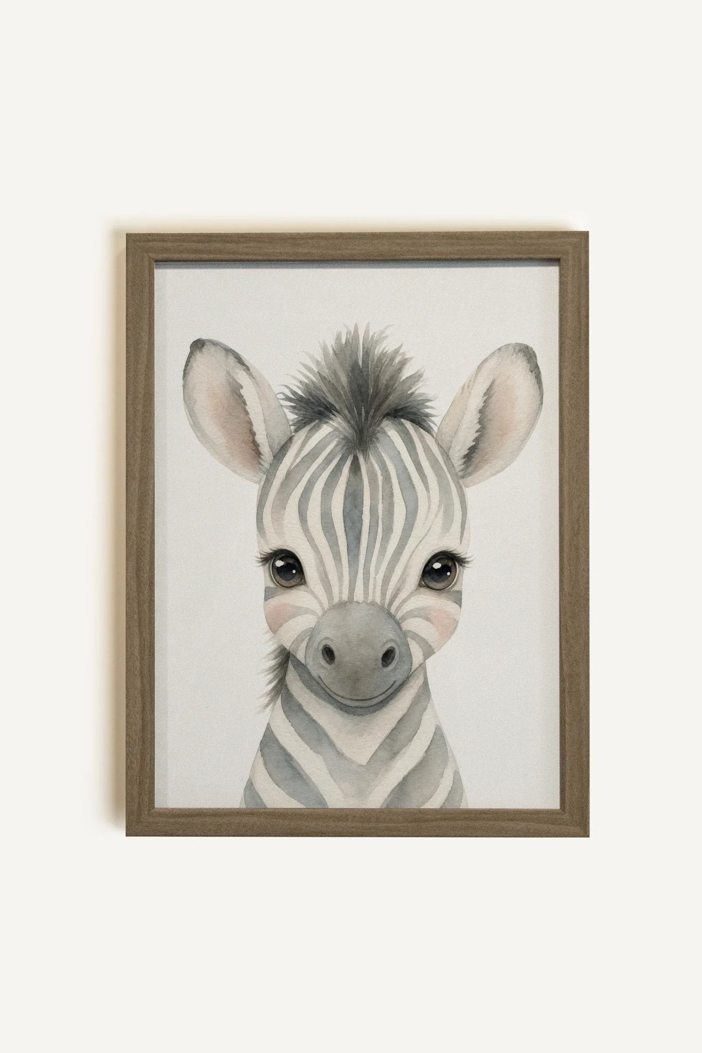 LITTLE ZEBRA, Artwork on Stretched Canvas, Framed in Brown Oak (collective)
