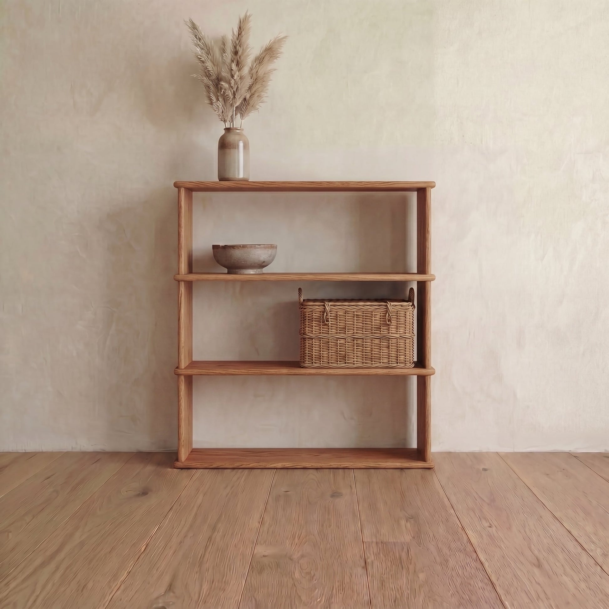 3 shelf bookcase in red oak