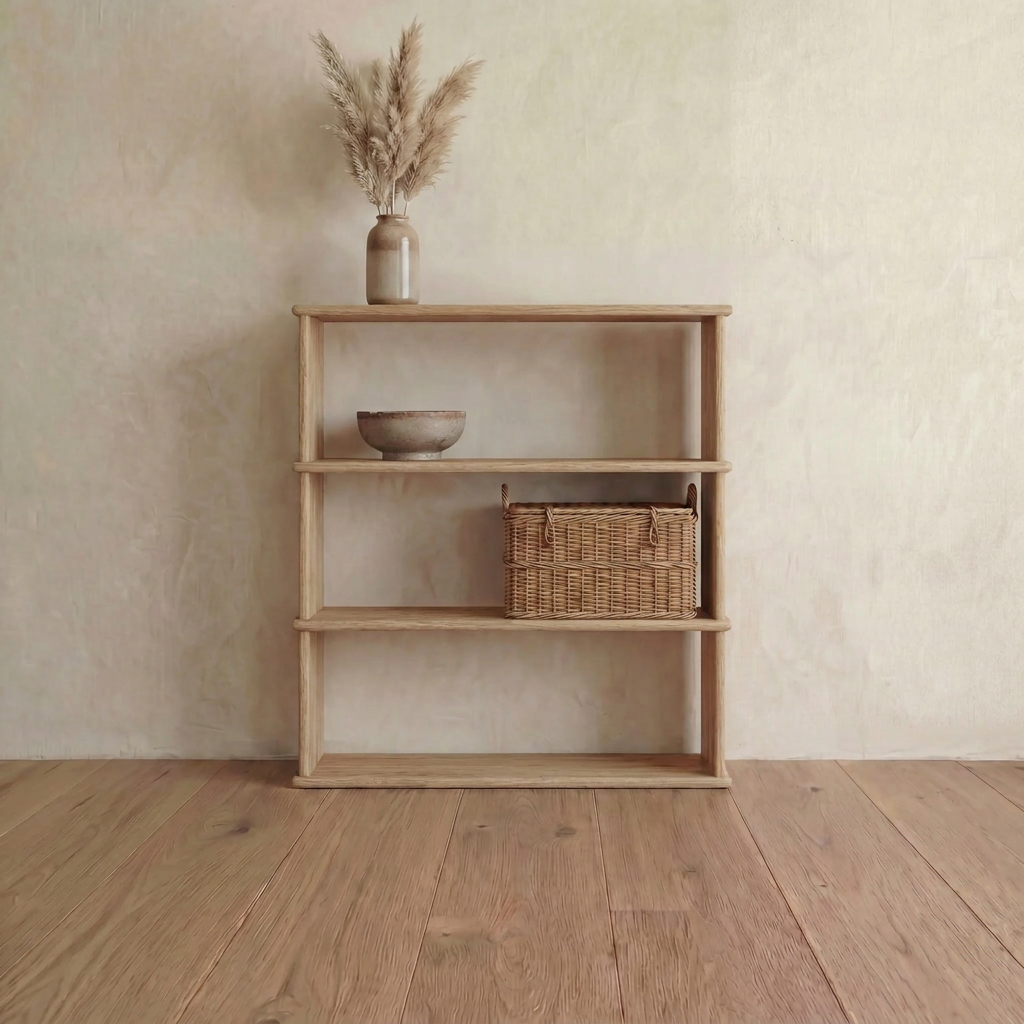 3 shelf bookcase in white oak