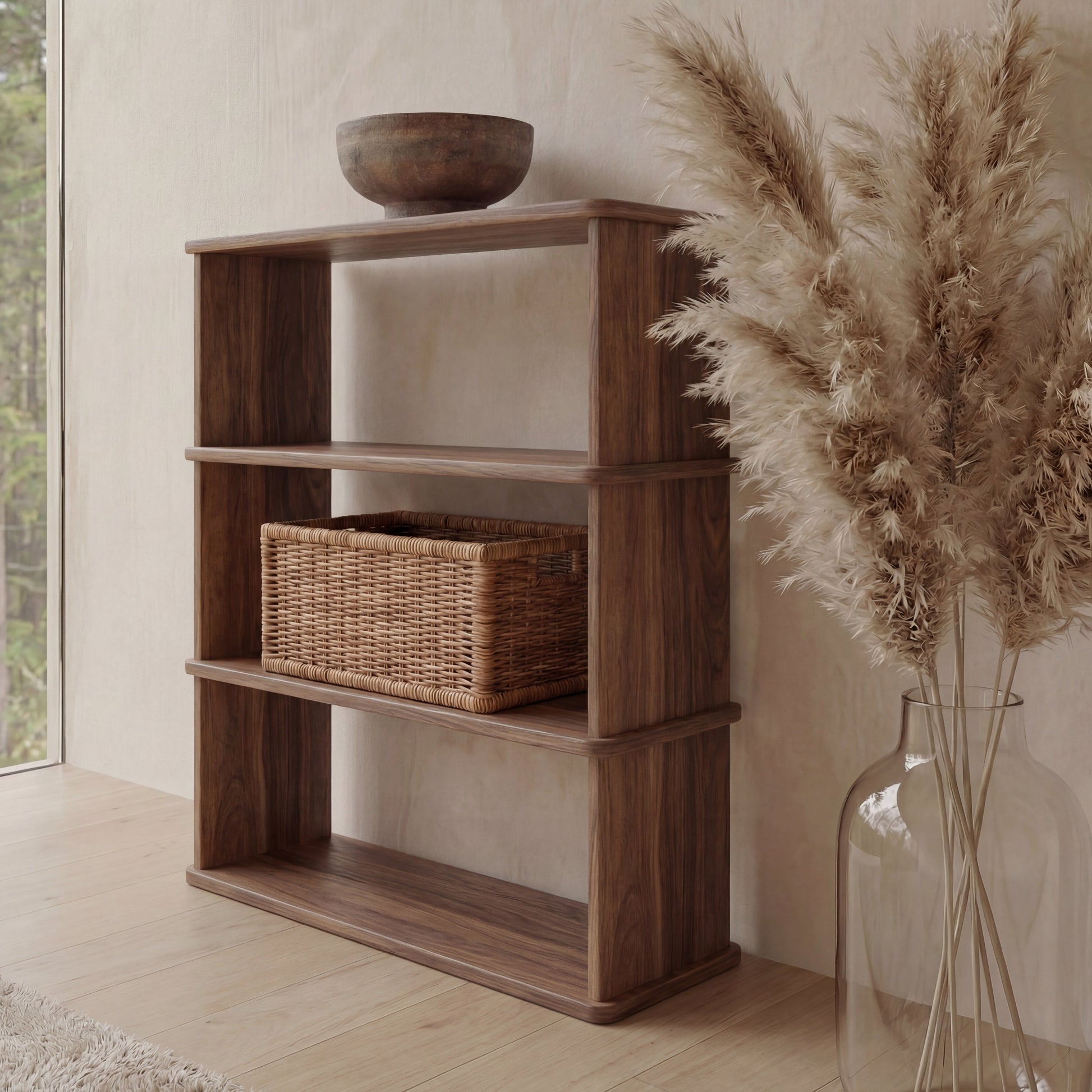 Bibliothèque à 3 étagères en noyer