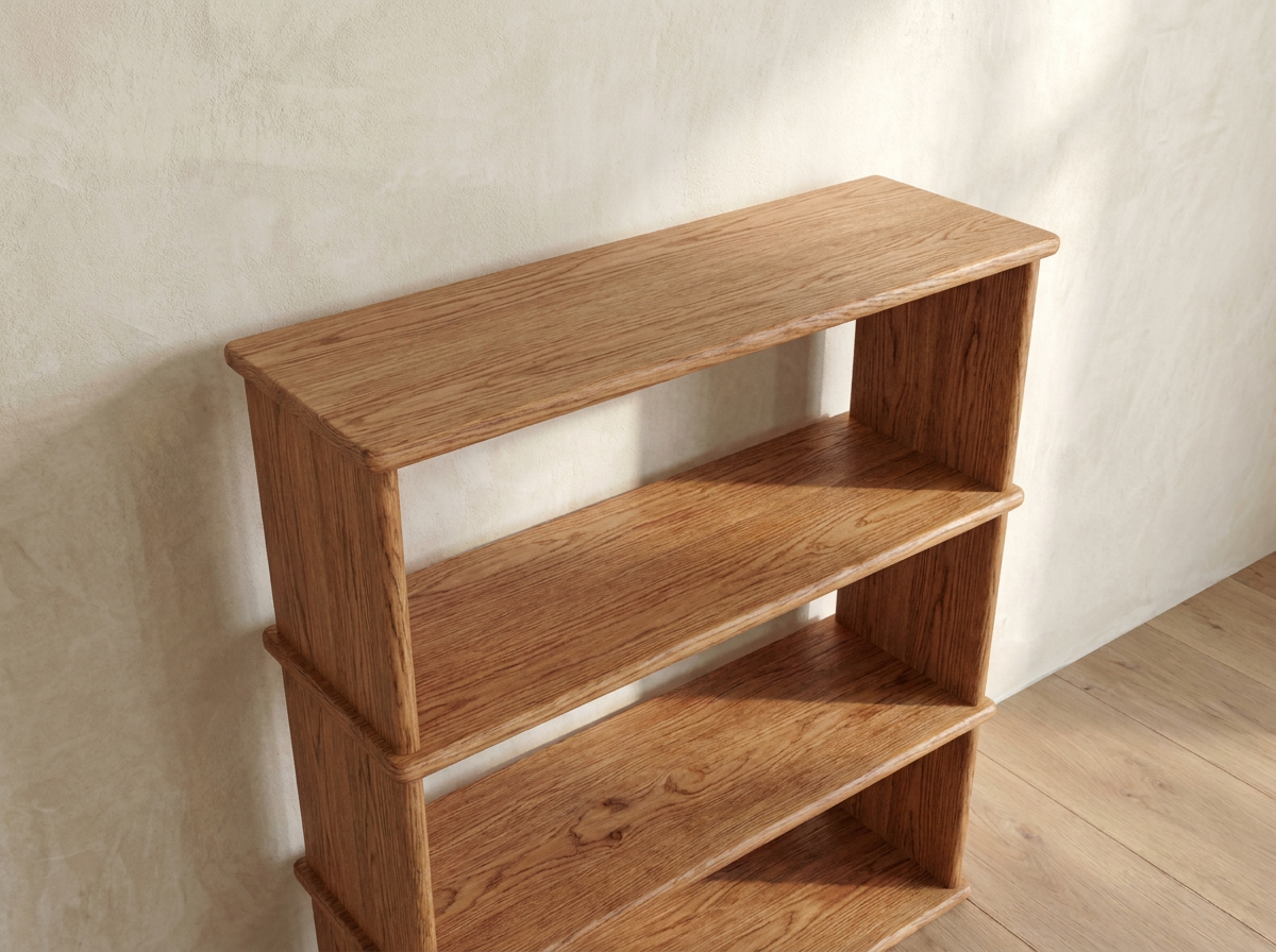3 shelf bookcase in red oak