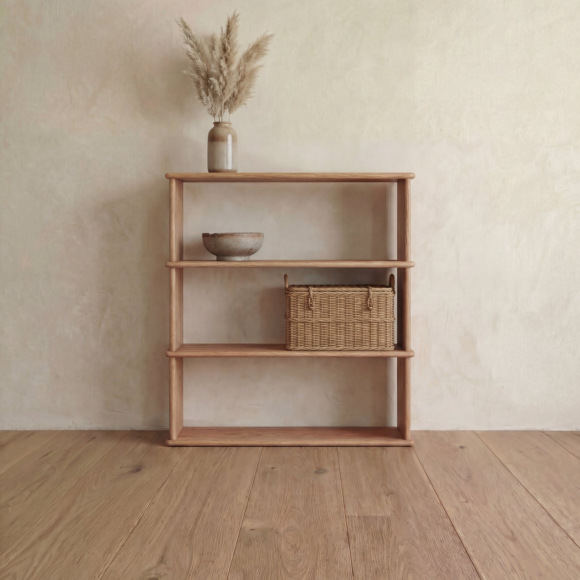 Bibliothèque à 3 étagères en chêne rouge