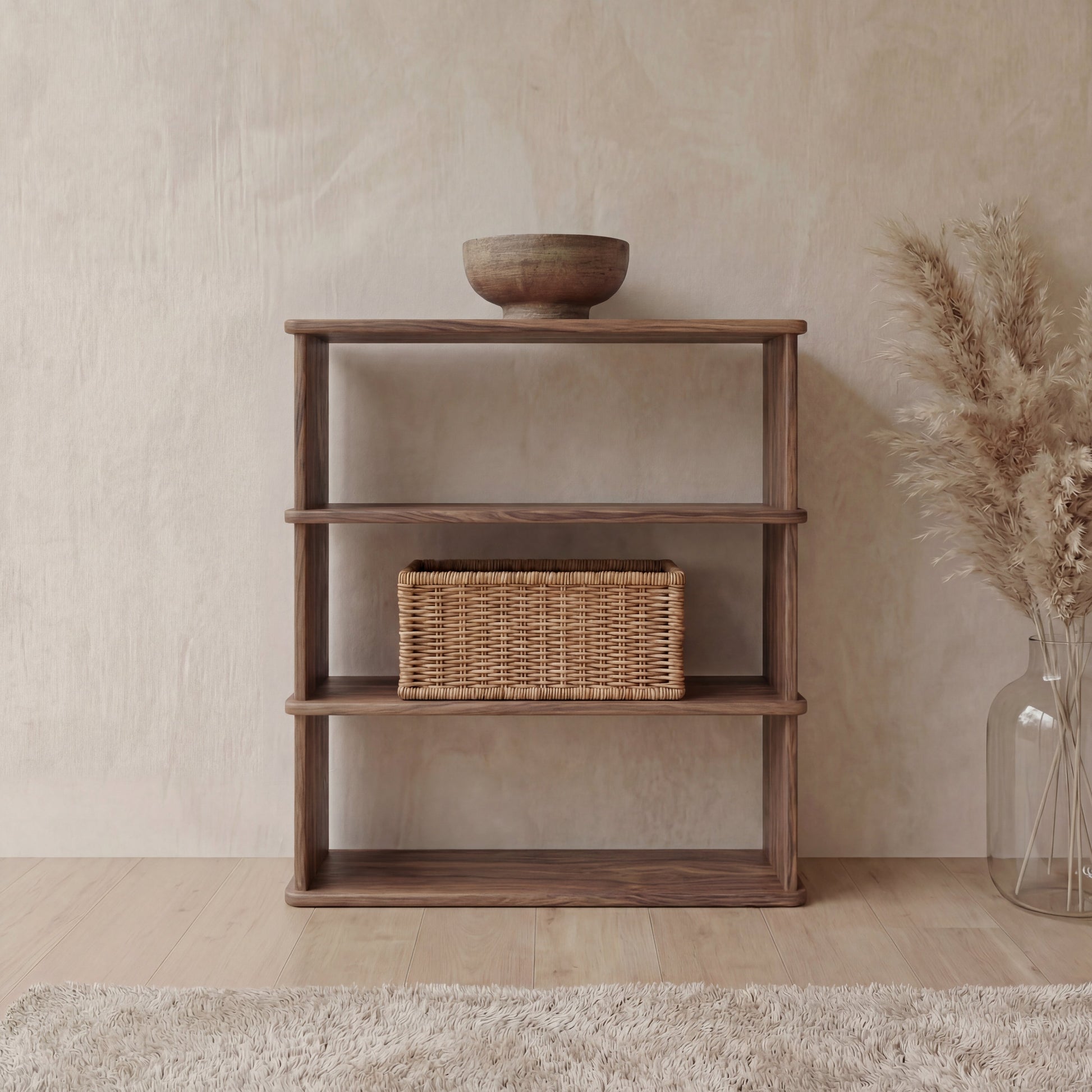 Bibliothèque à 3 étagères en noyer