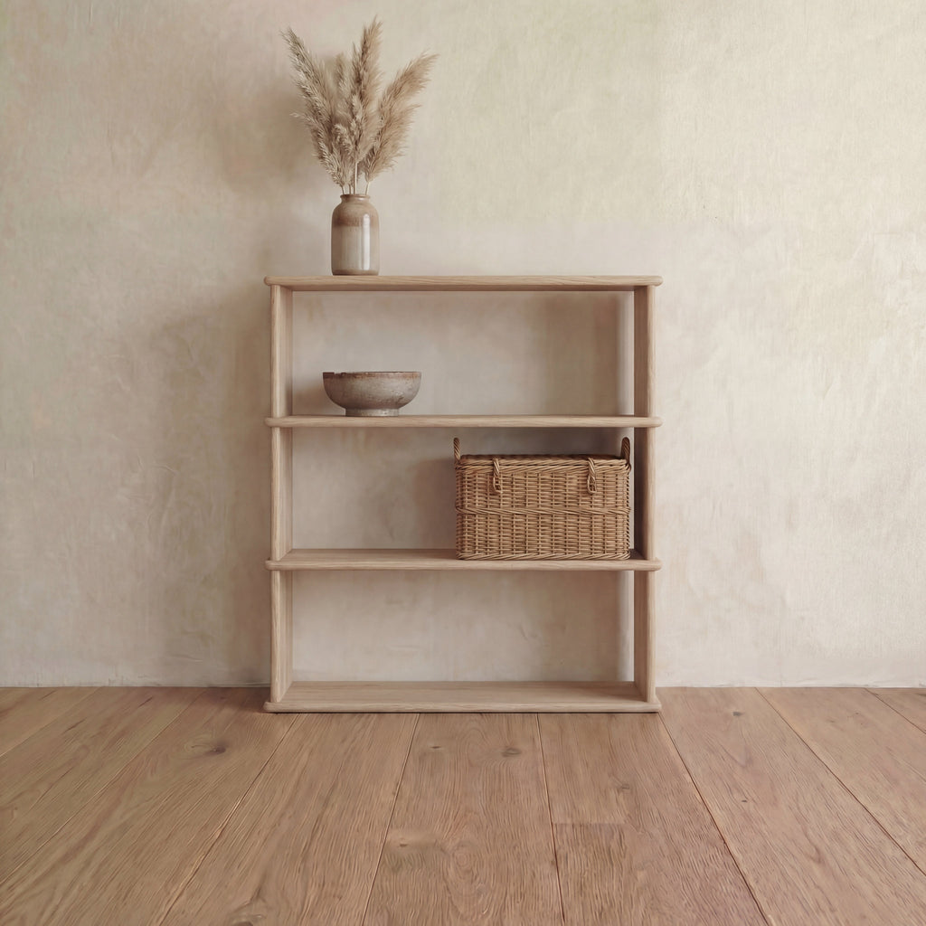 3 shelf bookcase in white oak