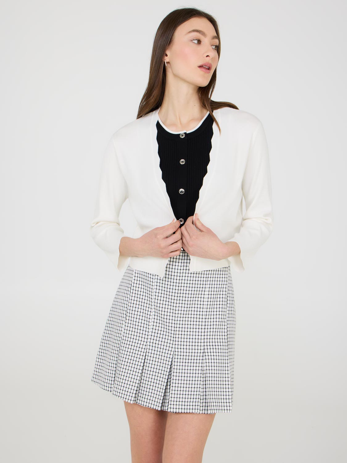 Cardigan boléro avec détails festonnés