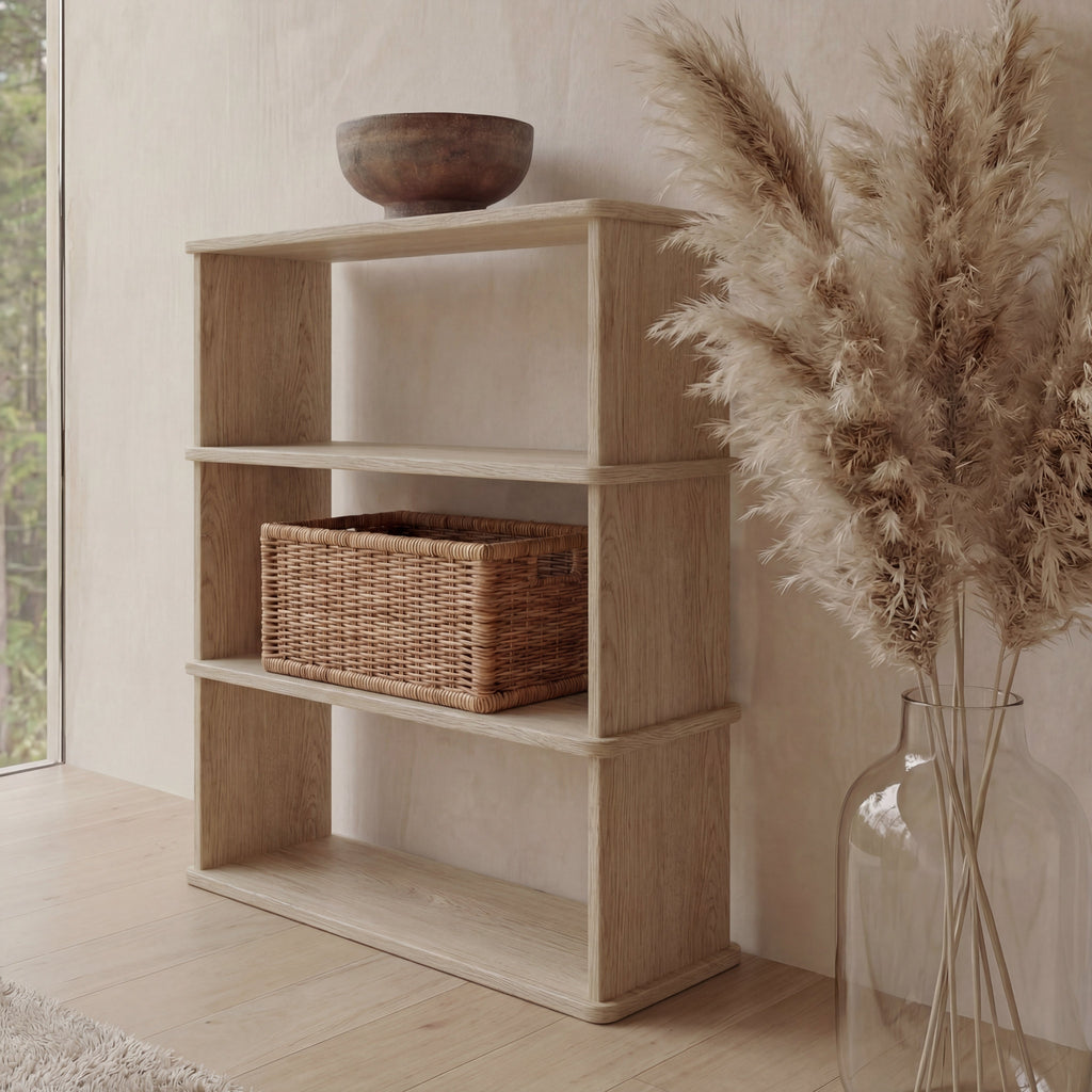 3 shelf bookcase in white oak