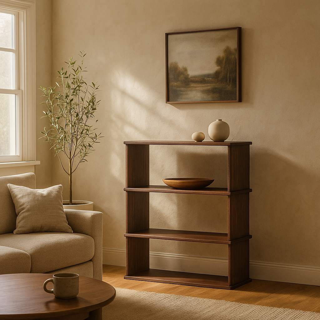 3 shelf bookcase in walnut