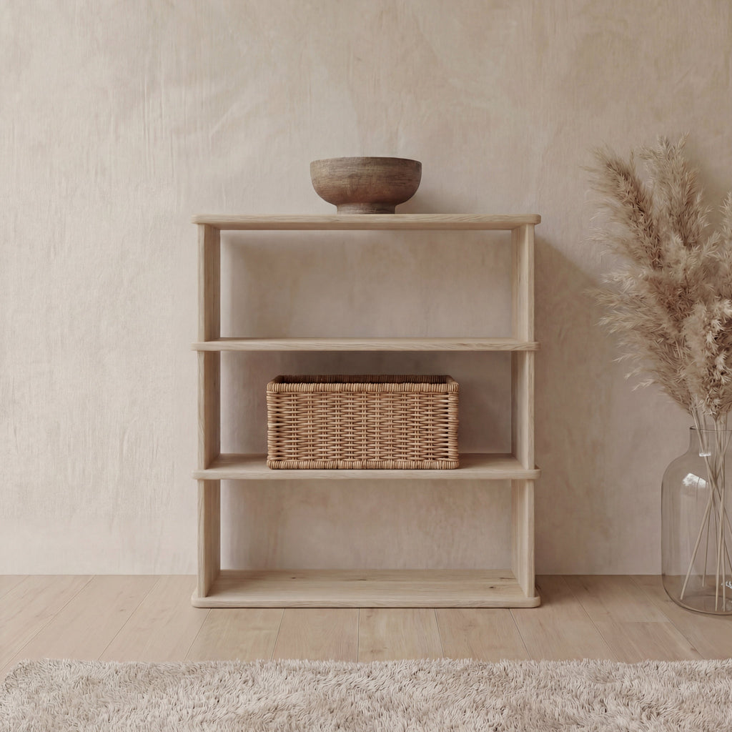3 shelf bookcase in white oak
