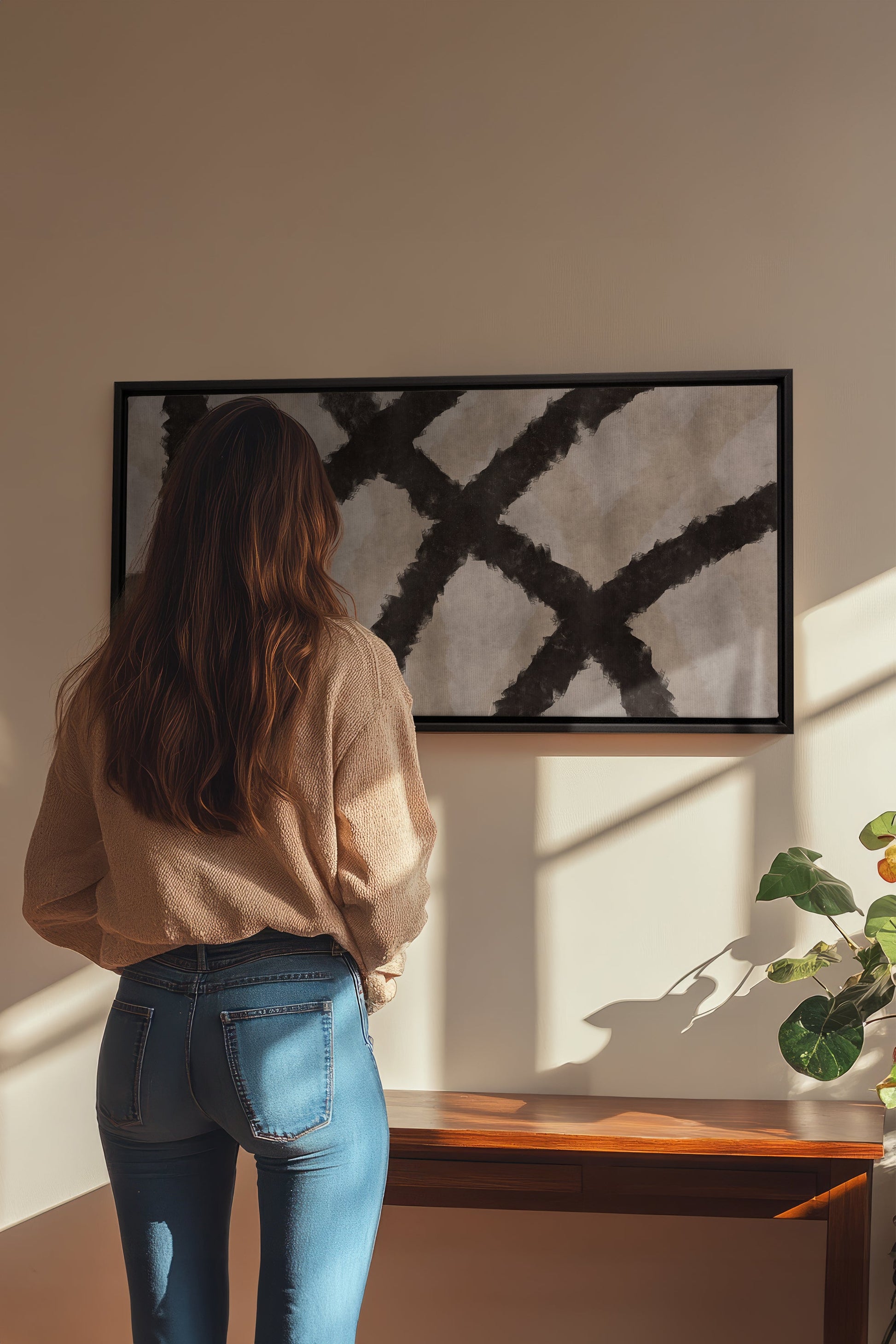Black Threads, Stretched Canvas Artwork