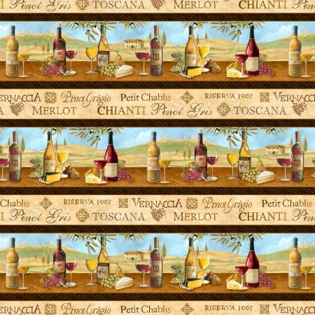 Impression sur bordure de vin - Délices toscans par Wilmington Prints - 3015-90502-132