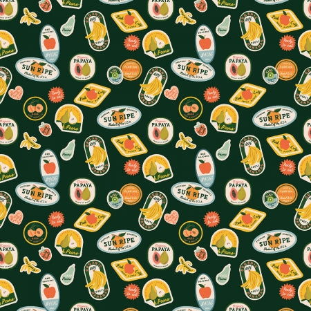 Rifle Paper Co. Orchard; Fruit Stickers - Hunter, 1/4 yard