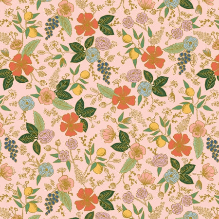 Rifle Paper Co. Orchard; Colette Floral - Blush Metallic, 1/4 yard