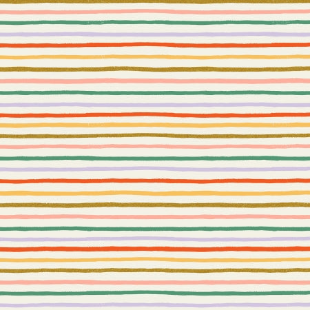 Rifle Paper Co. Orchard; Happy Stripe - Cream Metallic, 1/4 yard