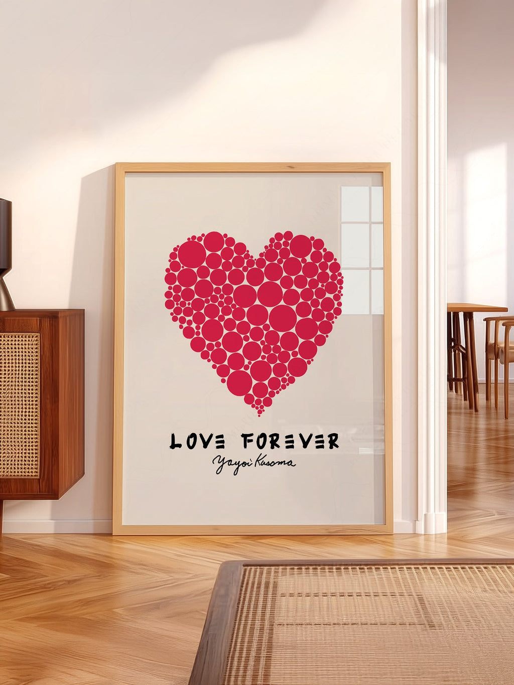 Yayoi Kusama Love Forever Art Print – Red Heart Polka Dot Poster