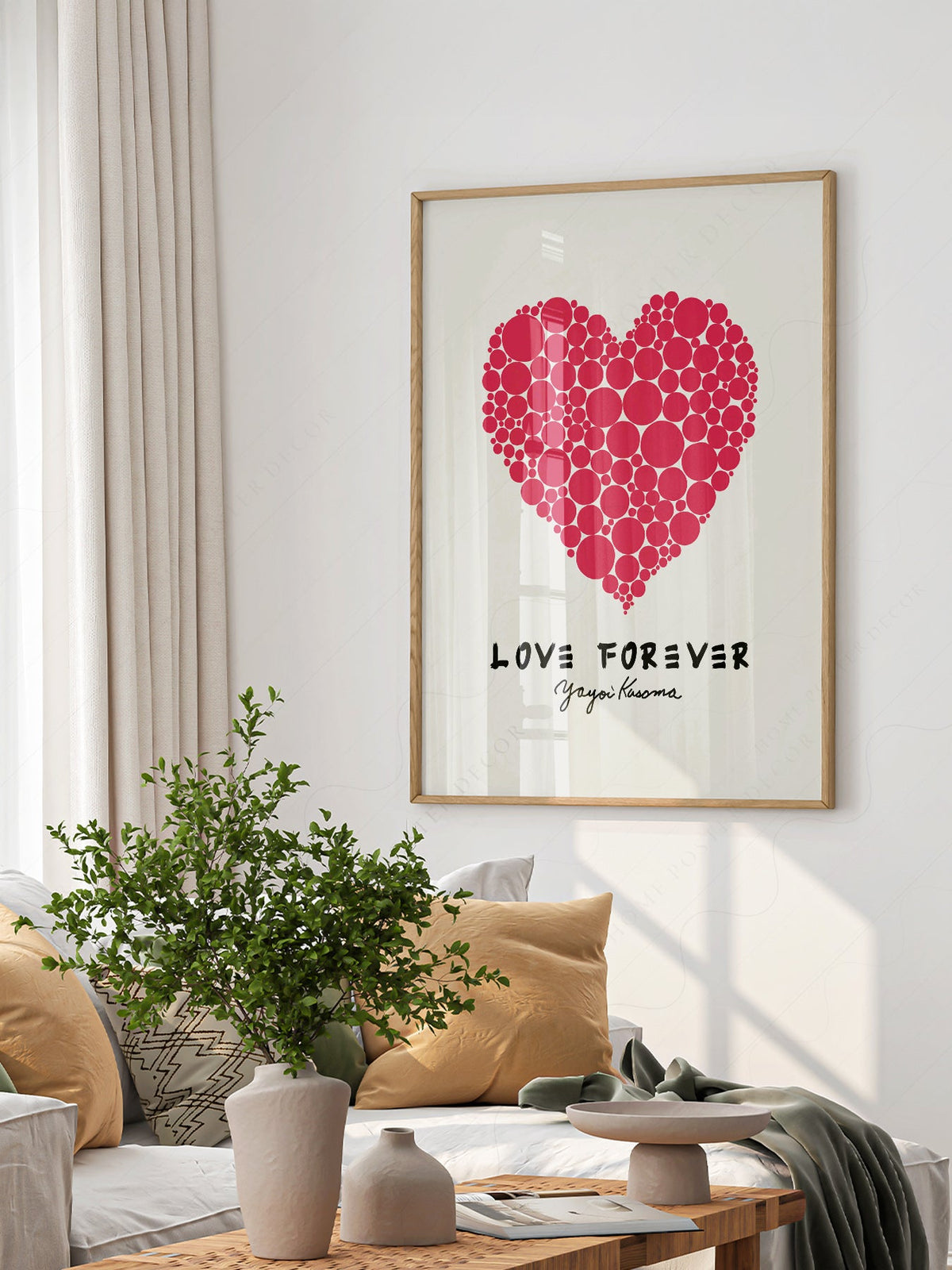 Yayoi Kusama Love Forever Art Print – Red Heart Polka Dot Poster