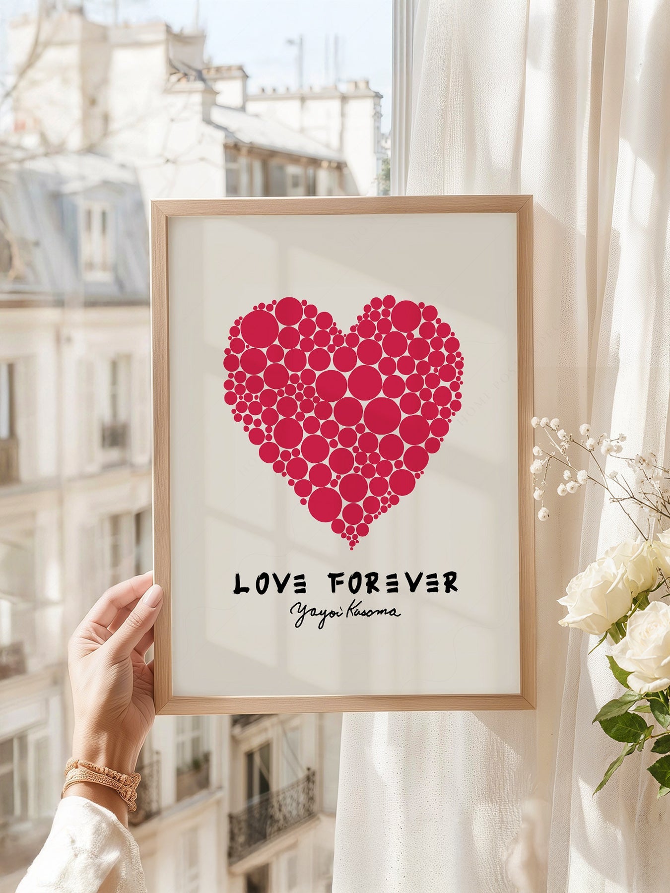 Yayoi Kusama Love Forever Art Print – Red Heart Polka Dot Poster