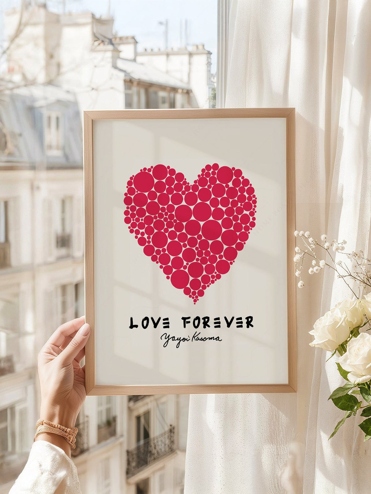 Yayoi Kusama Love Forever Art Print – Red Heart Polka Dot Poster