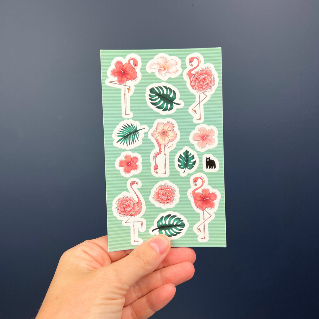 Floral Flamingos