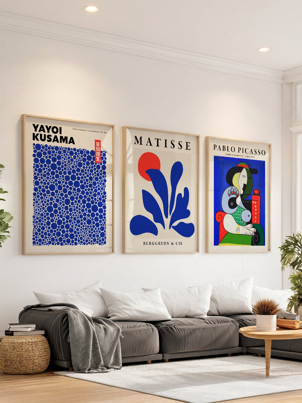 Henri Matisse, Yayoi Kusama, Pablo Picasso Set of 3 Art Prints – Modern Gallery Wall Posters