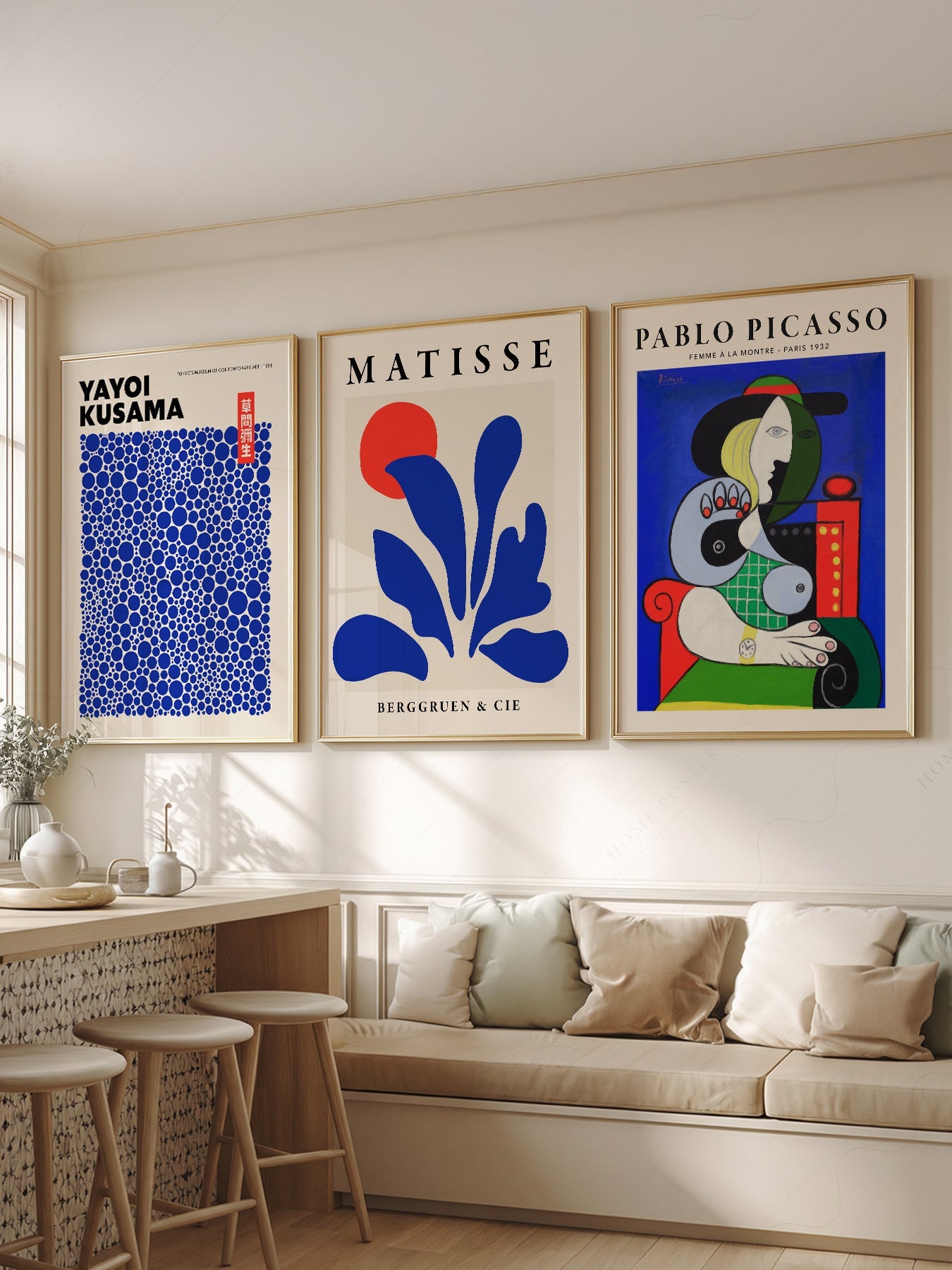 Henri Matisse, Yayoi Kusama, Pablo Picasso Set of 3 Art Prints – Modern Gallery Wall Posters
